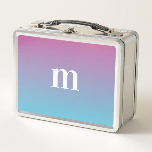 Personalisierte Anfangsfarbe Blau bis Farbe Ombre Metall Brotdose (Vorderseite)