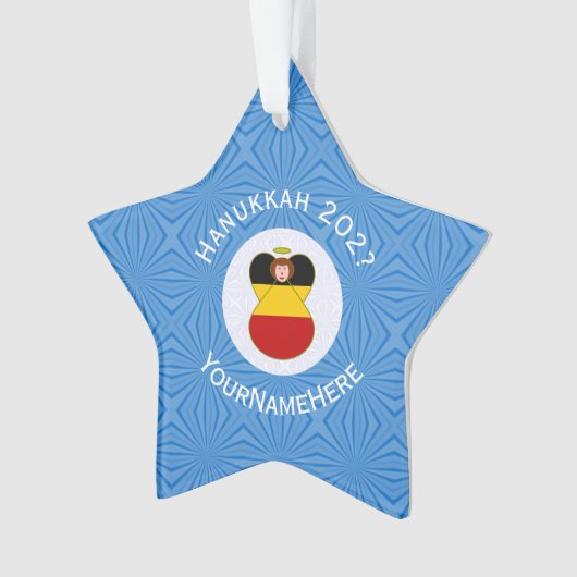 Personalisierte Angel Hanukkah-Fahne Ornament (Vorderseite)