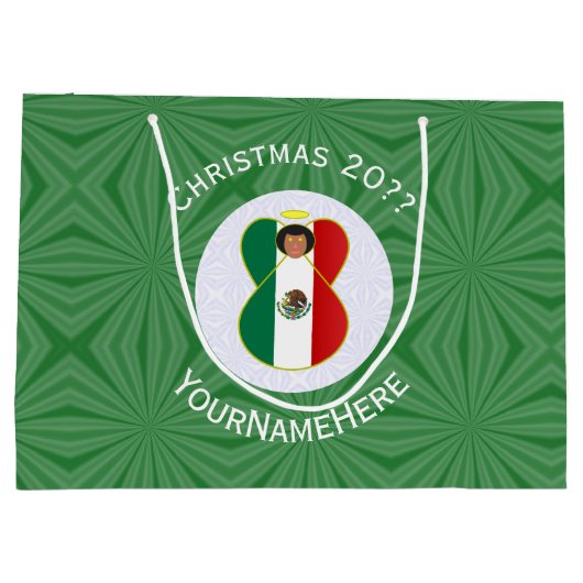 Personalisierte Angel-Weihnachtsflagge Große Geschenktüte (Rückseite)
