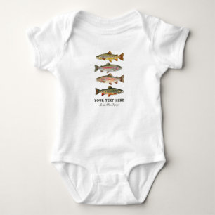 Personalisierte Angler-Liebhaber – Forellen-Angel- Baby Strampler