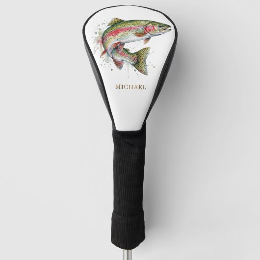 Personalisierte Anglerliebe – Forellenangler-Desig Golf Headcover (Vorderseite)