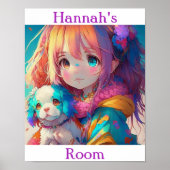 Personalisierte Anime Girl mit Welpe Poster (Vorne)