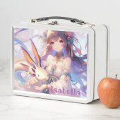 Personalisierte Anime Girl und Axolotl Metall Brotdose (Beispiel)