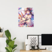 Personalisierte Anime Girl und Axolotl Poster (Heimbüro)