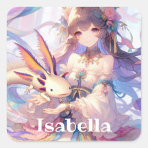 Personalisierte Anime Girl und Axolotl