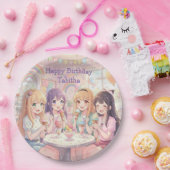 Personalisierte Anime-Mädchen-Eiscreme-Geburtstags Pappteller (Party)