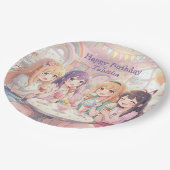 Personalisierte Anime-Mädchen-Eiscreme-Geburtstags Pappteller (Schrägansicht)
