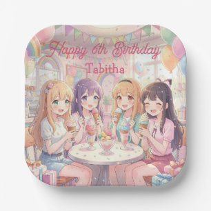 Personalisierte Anime-Mädchen-Eiscreme-Geburtstags Pappteller