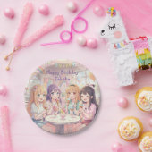 Personalisierte Anime-Mädchen-Eiscreme-Geburtstags Pappteller (Party)