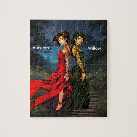 Personalisierte Anime-Tätowierte Mädchen Puzzle (Vertikal)