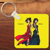 Personalisierte Anime-Tätowierte Mädchen Quadratis Schlüsselanhänger (Vorderseite)