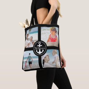 Personalisierte Anker-Foto-Collage Schwarz Tasche