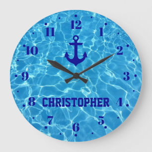 Personalisierte Anker-Schwimmbad-Wasseruhr  Große Wanduhr