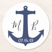Personalisierte Ankerhochzeit Runder Pappuntersetzer (Vorderseite)