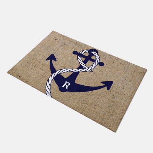 Personalisierte Ankermonogramm Fußmatte (Schrägansicht)