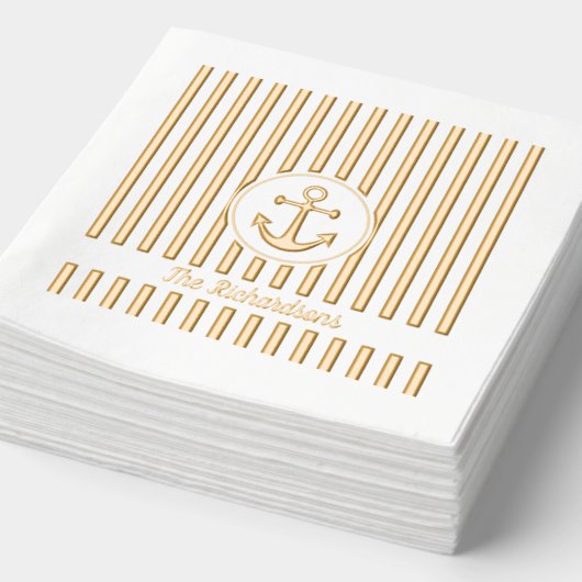 Personalisierte Ankerstreifen Servietten Mit Folie (Ausschnitt)
