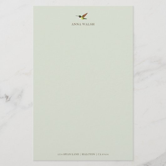 Personalisierte Anna's Hummingbird Stationery Briefpapier (Vorderseite)