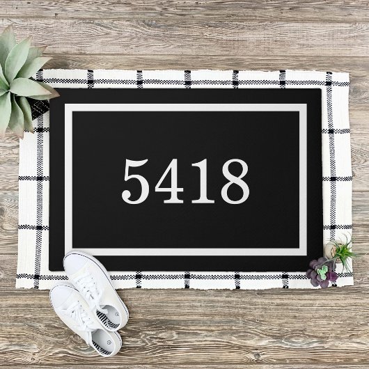 Personalisierte Anschrift Schwarz/Weiß Fußmatte