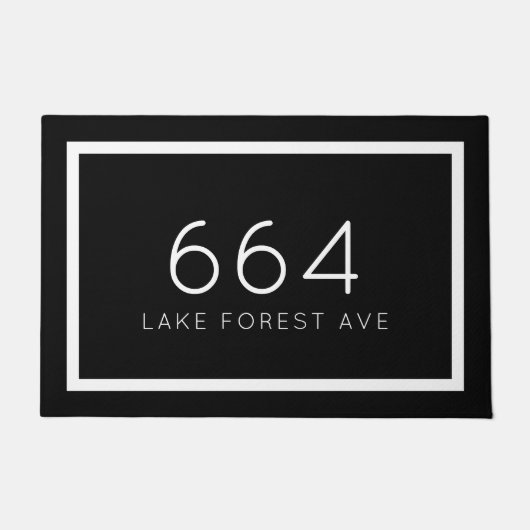Personalisierte Anschrift Schwarz/Weiß Fußmatte (Vorderseite)