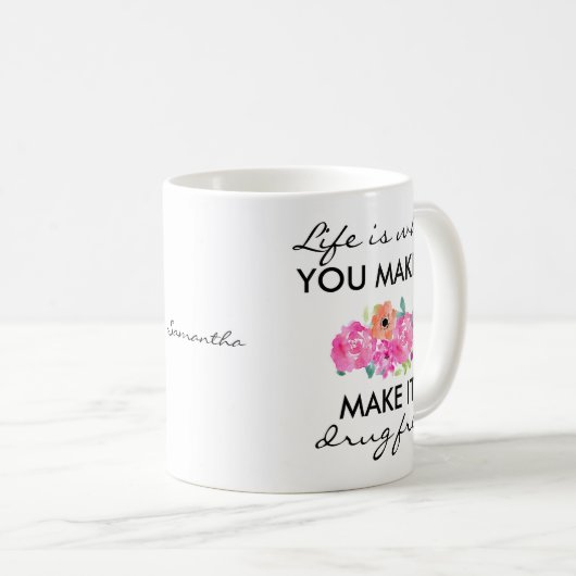 Personalisierte Anti-Drug-Slogan Farbige Blume Kaffeetasse (VorderseiteRechts)