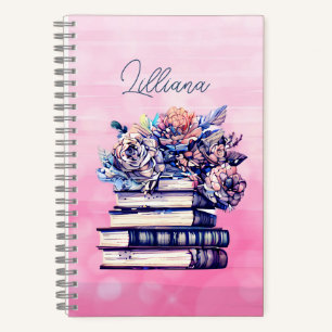 Personalisierte antike Bücher und Blumen