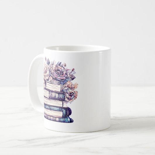 Personalisierte antike Bücher und Rose Kaffeetasse (Vorderseite Links)