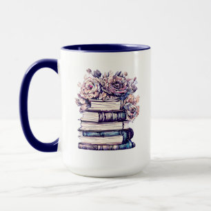 Personalisierte antike Bücher und Rosen   Tasse