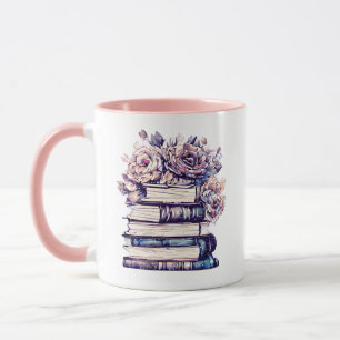 Personalisierte antike Bücher und Rosen Tasse