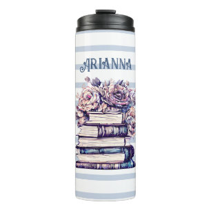 Personalisierte antike Bücher und Rosen Thermosbecher