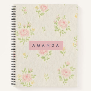 Personalisierte antike rosa Rose Blume Notizblock