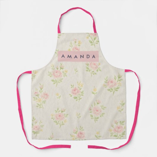 Personalisierte antike rosa Rose Blume Schürze (Vorderseite)
