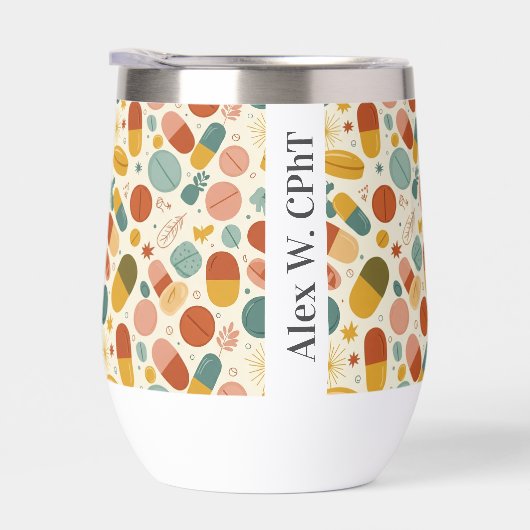 Personalisierte Apotheke Boho Stemless Wine Tumble (Rechts)