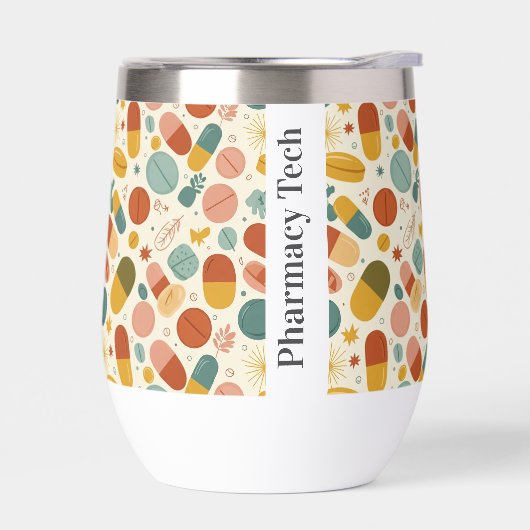 Personalisierte Apotheke Boho Stemless Wine Tumble (Links)