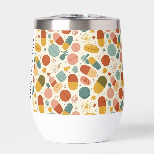 Personalisierte Apotheke Boho Stemless Wine Tumble (Vorderseite)