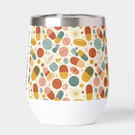 Personalisierte Apotheke Boho Stemless Wine Tumble (Rückseite)