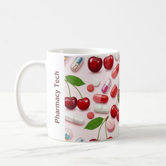 Personalisierte Apotheke Tasse Pink Cherries (Links)