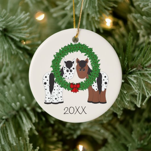 Personalisierte Appaloosa Pferd Couple 1. Weihnach Keramik Ornament (Baum)