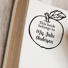 Personalisierte Apple Book Briefmarke für Lehrer Gummistempel