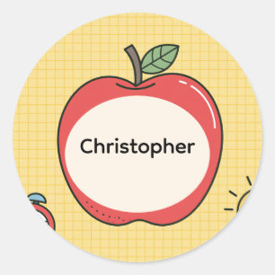 Personalisierte Apple-Namensaufkleber für den Schu Runder Aufkleber