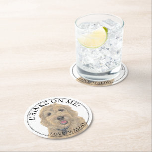 Personalisierte Apricot Golden Doodle Hochzeit Runder Pappuntersetzer