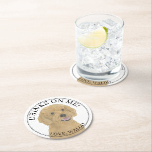Personalisierte Apricot Golden Doodle Hochzeit Runder Pappuntersetzer