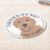 Personalisierte Apricot Golden Doodle Hochzeit Runder Pappuntersetzer (Angewinkelt)