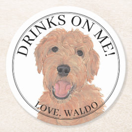 Personalisierte Apricot Golden Doodle Hochzeit Runder Pappuntersetzer