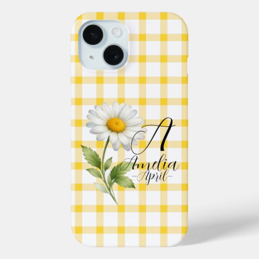 Personalisierte April-Gänseblümchen-Geburtsblumen- Case-Mate iPhone Hülle (Rückseite)
