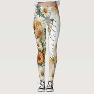 Personalisierte April-Geburtsblume Gänseblümchen Leggings