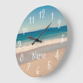 Personalisierte Aqua Beach Szene Große Wanduhr (Winkel)