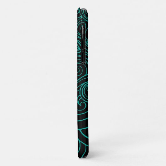 Personalisierte Aqua & Black Artistic Wirbel Case-Mate iPhone Hülle (Hinten/Links)