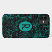 Personalisierte Aqua & Black Artistic Wirbel Case-Mate iPhone Hülle (Rückseite (Horizontal))