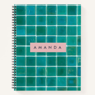 Personalisierte aqua blaue Glas-Mosaikfliese Notizblock