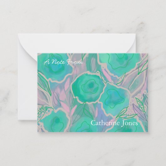 Personalisierte Aqua Pink Wilde Rose Mitteilungskarte (Vorderseite)